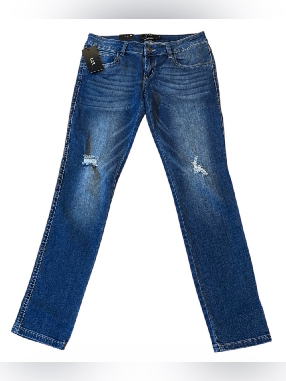 L&B Lucky & Blessed Jeans Women’s 10 Low Rise Skinny Distressed Stretch NWT